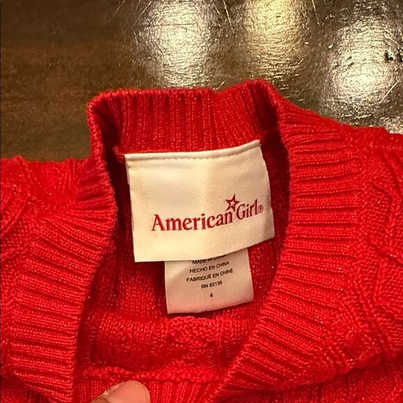American Girl Red Ruffled Sweater Dress - Picture 4 of 6